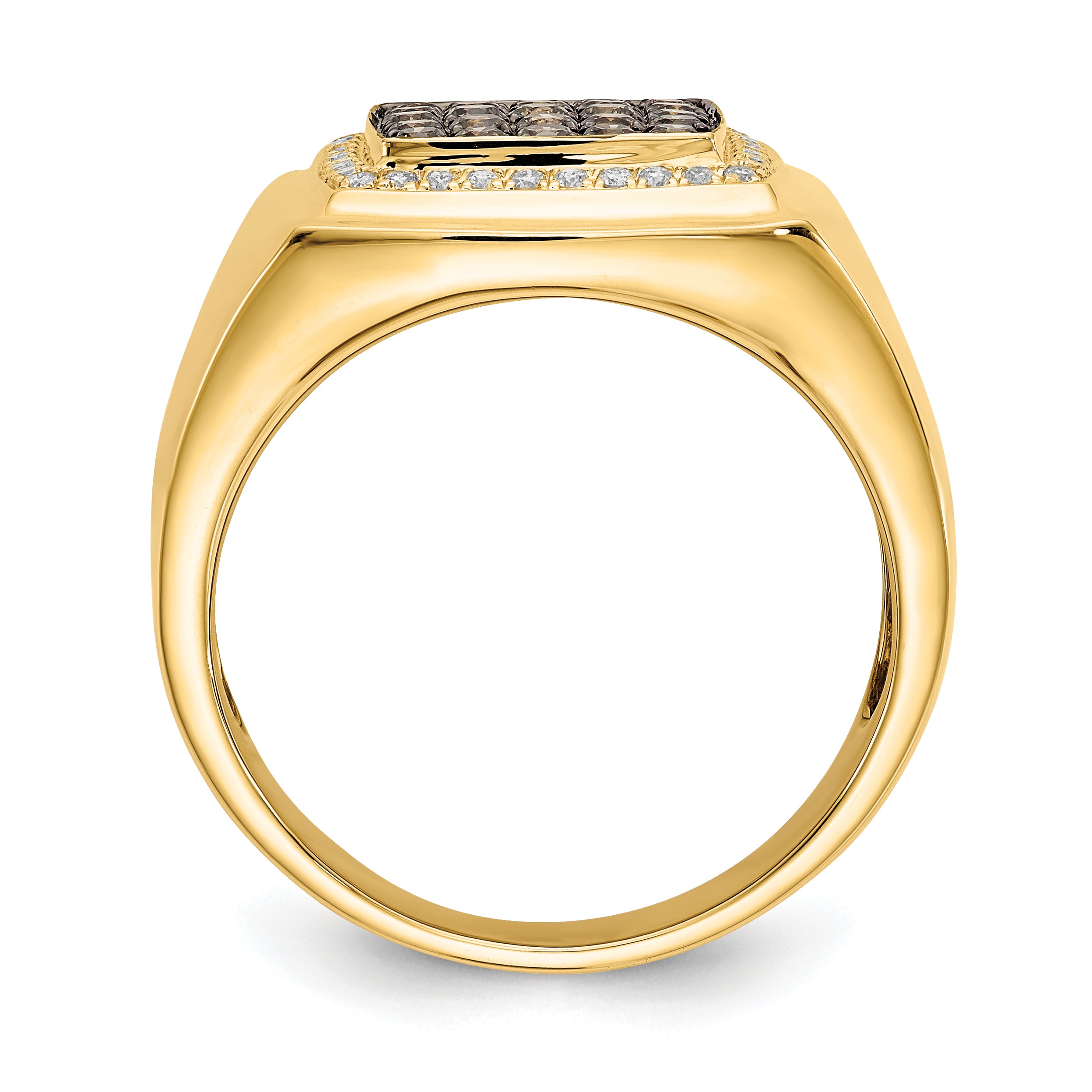 14K Yellow Gold Champagne And White Diamond Mens Ring