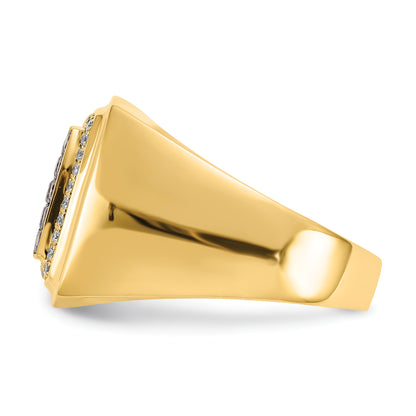 14K Yellow Gold Champagne And White Diamond Mens Ring