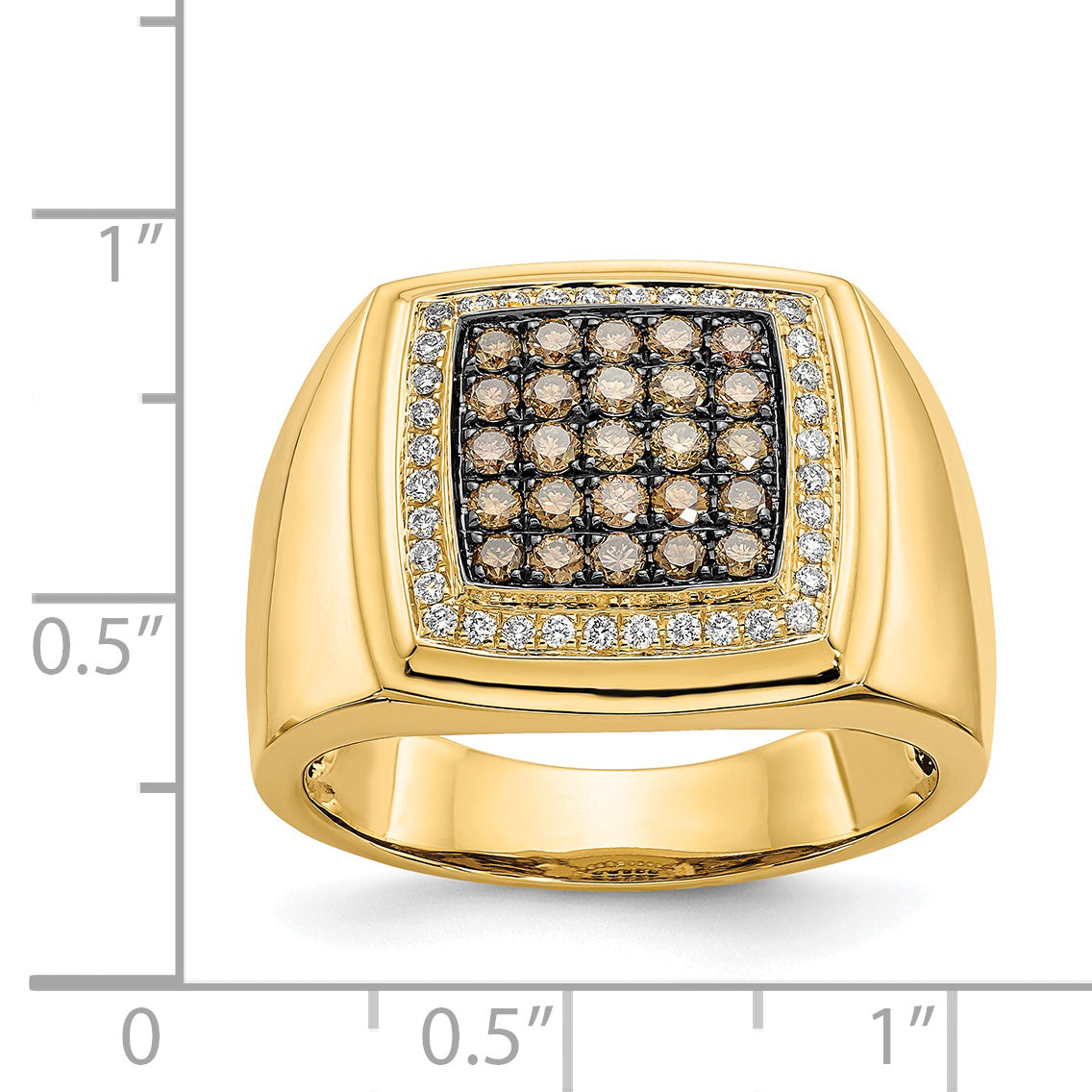 14K Yellow Gold Champagne And White Diamond Mens Ring