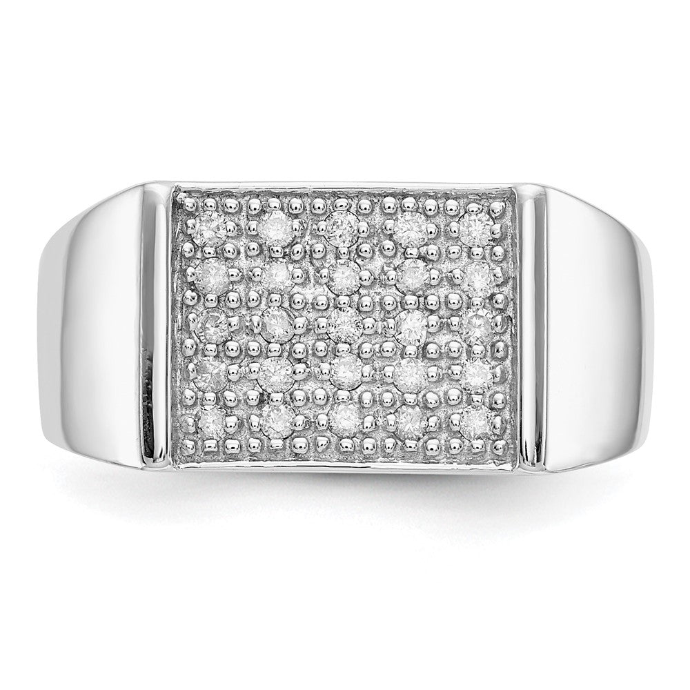 14K White Gold Diamond Mens Ring