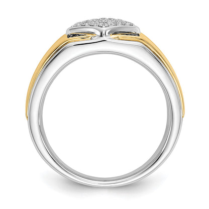 14K Two Tone Black And White Diamond Mens Ring
