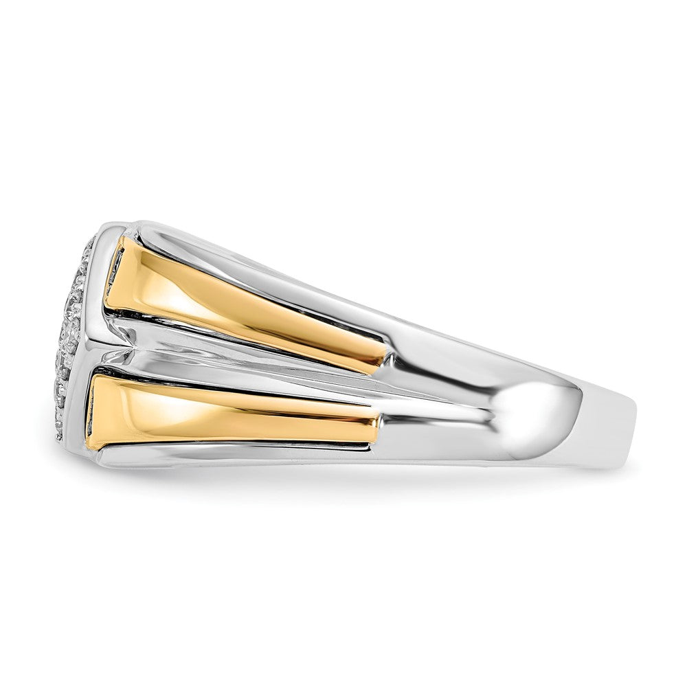 14K Two Tone Black And White Diamond Mens Ring