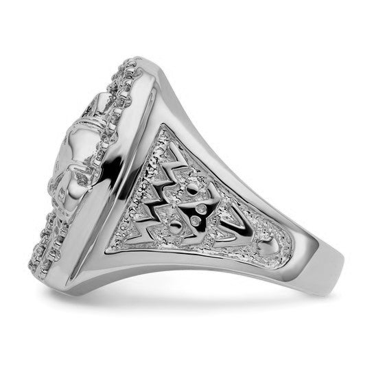 14K White Gold Mens Real Diamond Horseshoe with Horse in Center Ring (Copy)