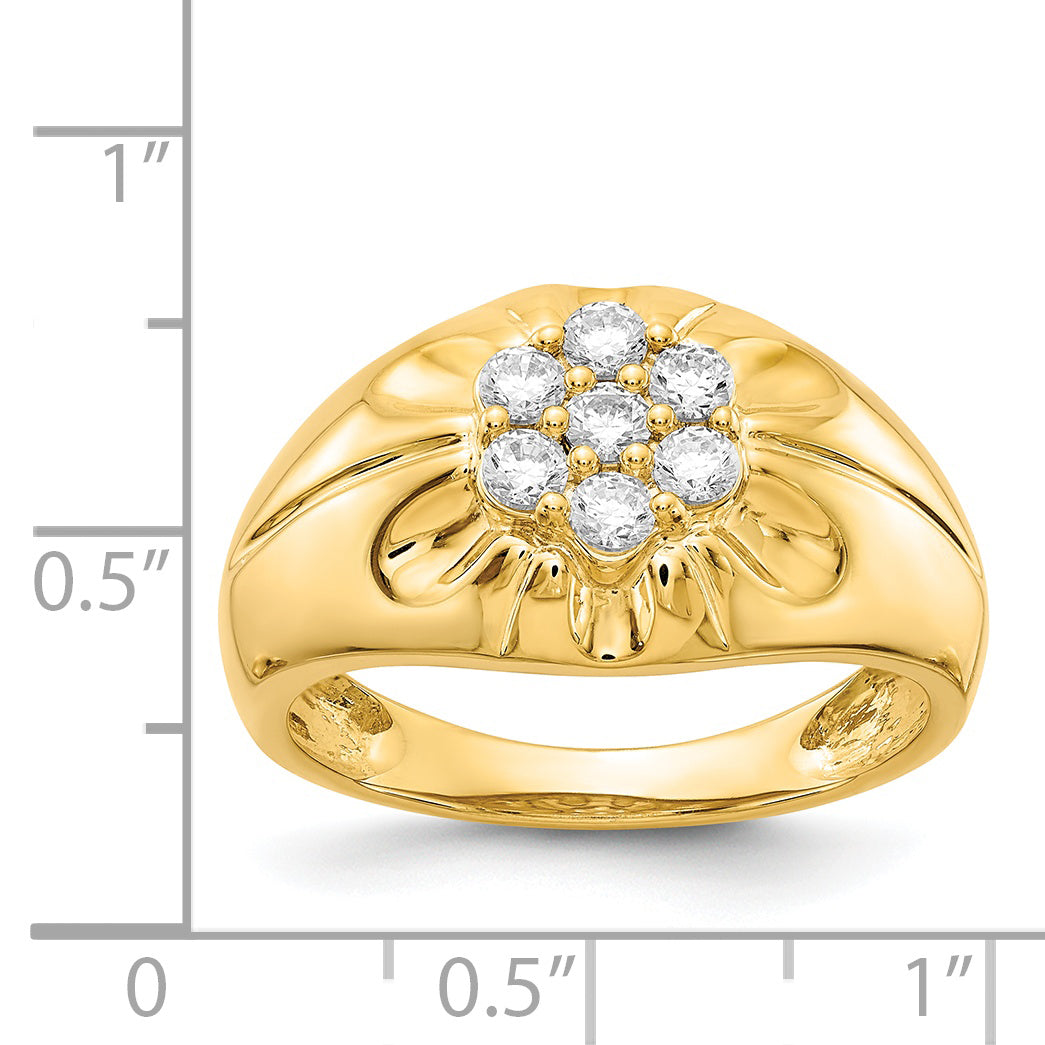 14K Yellow Gold Diamond Mens Ring