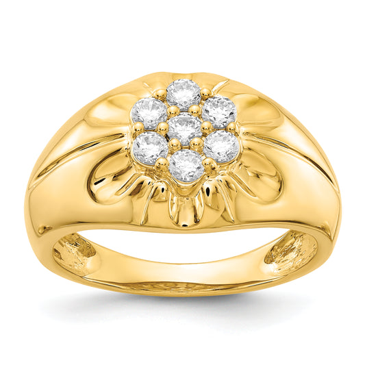14K Yellow Gold Diamond Mens Ring