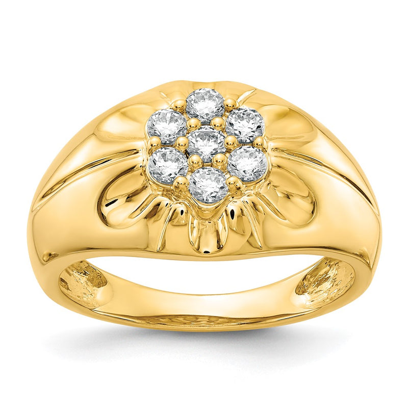 14K Yellow Gold Diamond Mens Ring