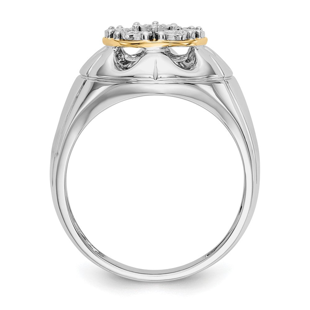 14K Two Tone Diamond Mens Ring