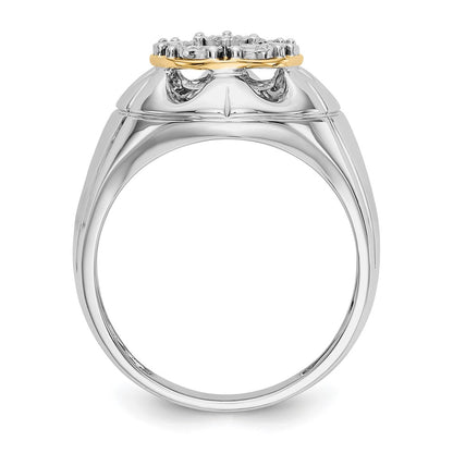 14K Two Tone Diamond Mens Ring