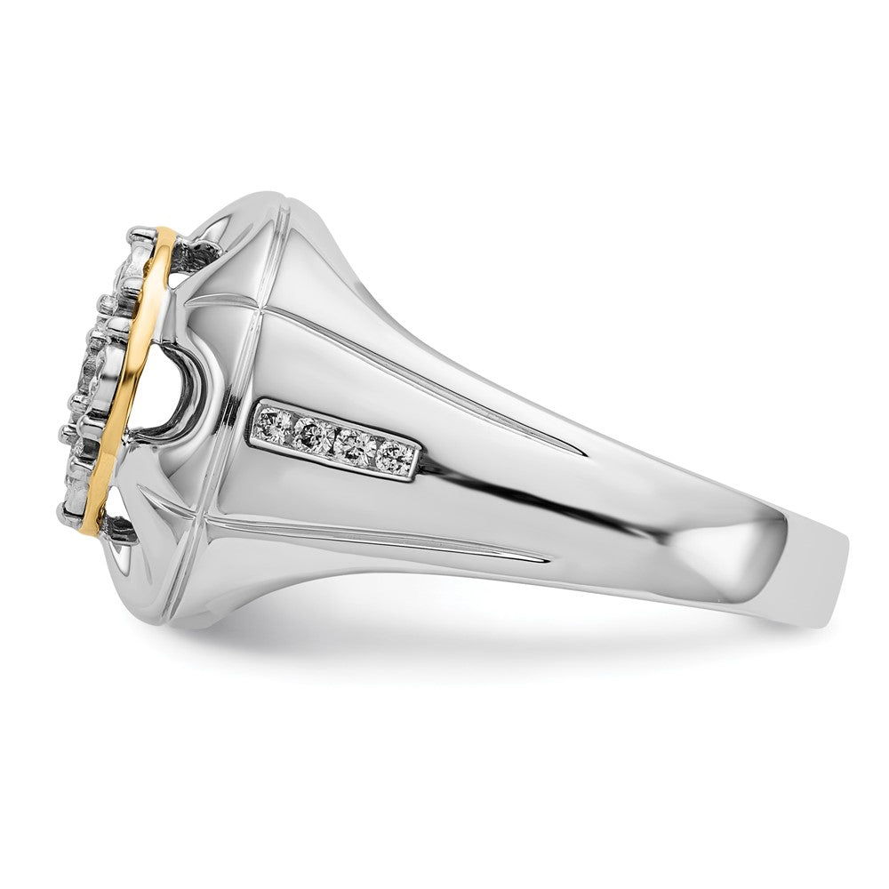 14K Two Tone Diamond Mens Ring
