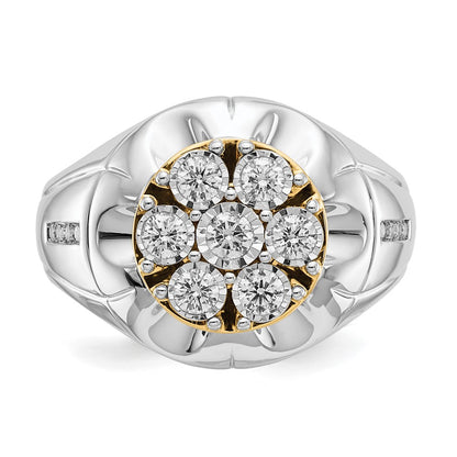 14K Two Tone Diamond Mens Ring