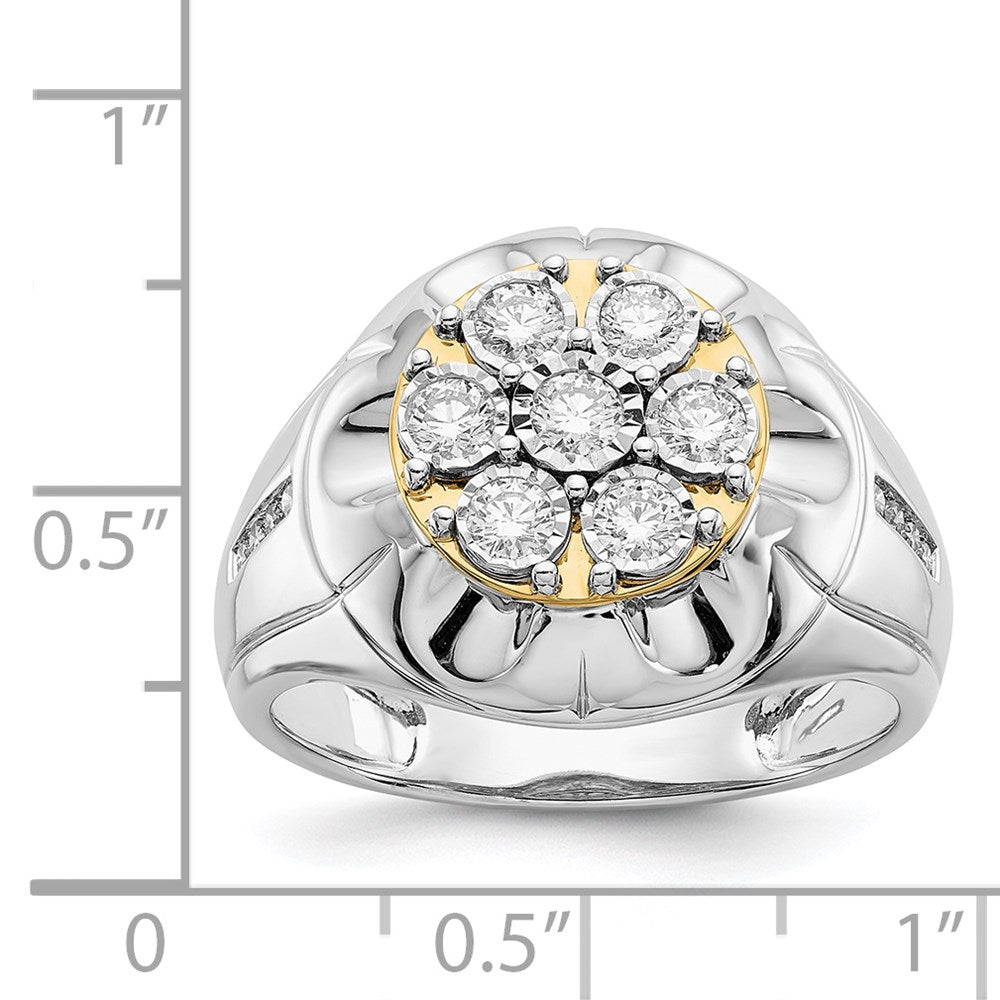 14K Two Tone Diamond Mens Ring