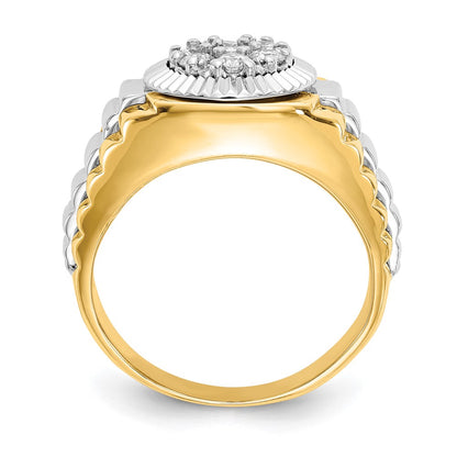 14K Two Tone Aa Diamond Men'S Ring