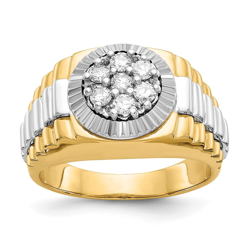 14K Two Tone Aa Diamond Men'S Ring