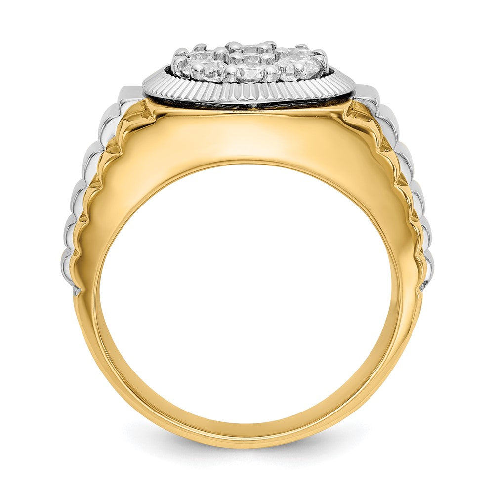 14k Two-Tone 1 Ct. Lab Grown Diamond VS/SI+ G+ Complete Ridged Men's Ring