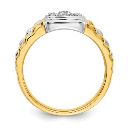 14K Two Tone Diamond Mens Ring