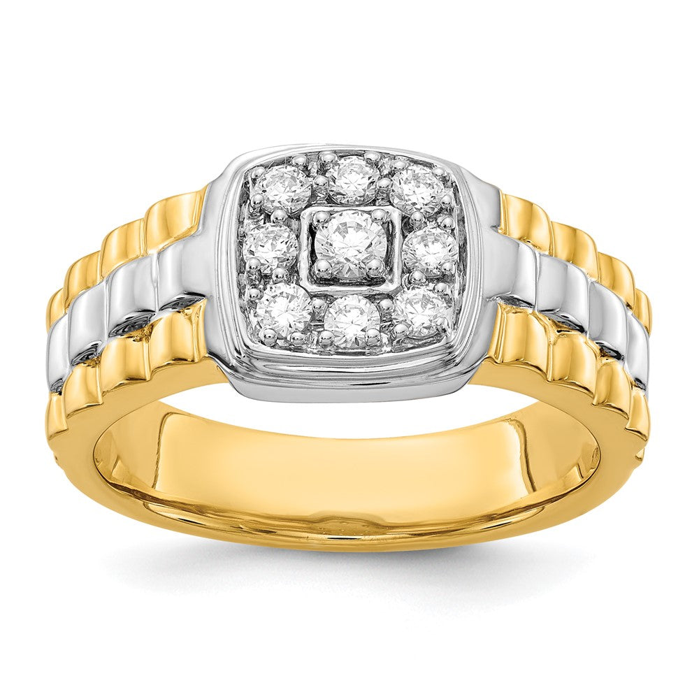 14K Two Tone Diamond Mens Ring