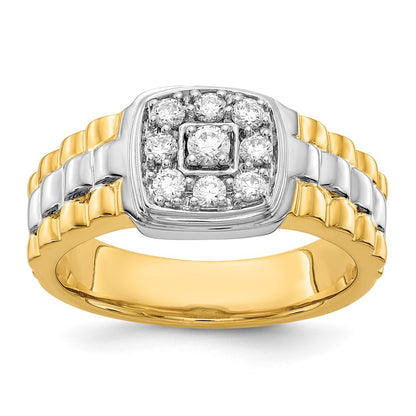 14K Two Tone Diamond Mens Ring