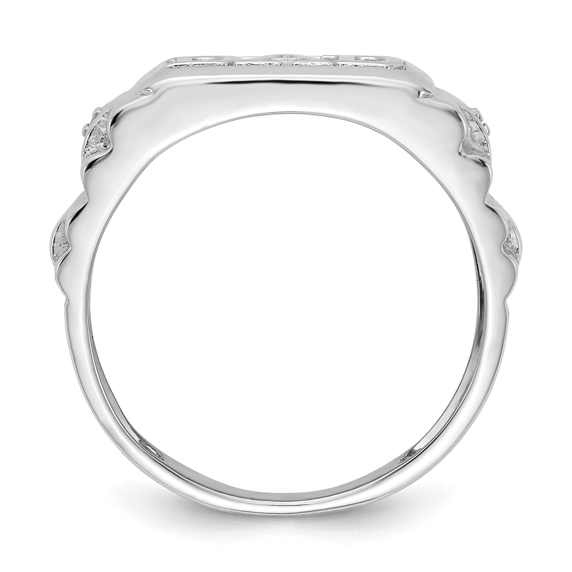 14K White Gold Aa Diamond Men'S Ring