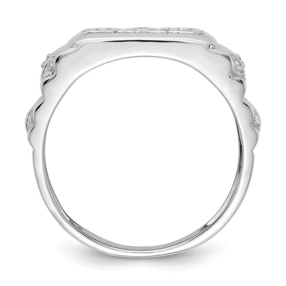 14K White Gold Aa Diamond Men'S Ring