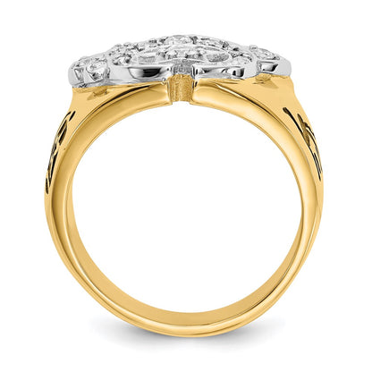 14K Two Tone Ibgoodman 3/8 Carat Lab Grown Diamond Vs/Si+ G+ Complete Men'S Shriner'S Ring