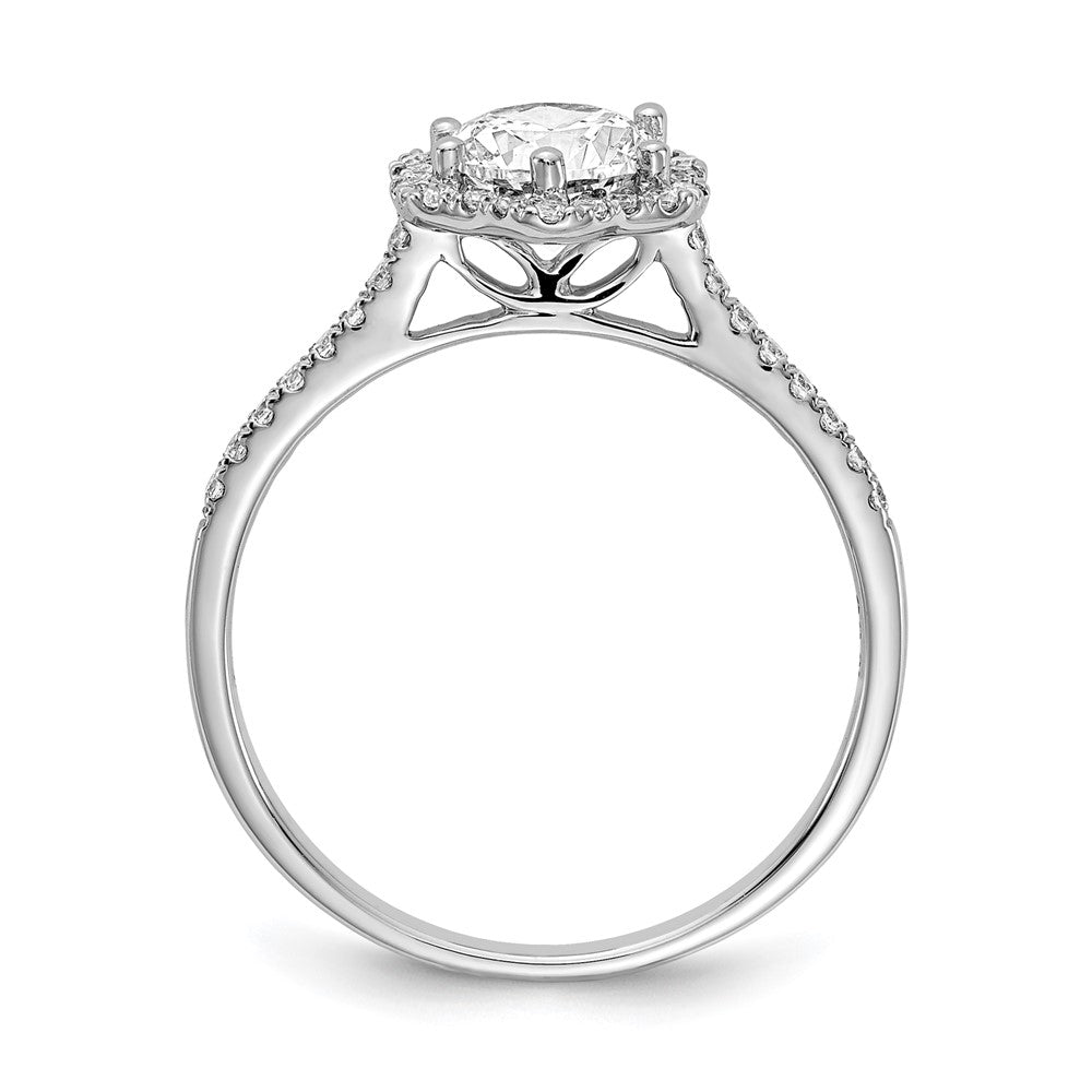 14K White Gold Hexagon Halo (Holds 3/4 Carat (6.00mm) Round Center) 1/4 Diamond Semi Mount Engagement Ring