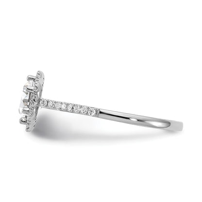 14K White Gold Hexagon Halo (Holds 3/4 Carat (6.00mm) Round Center) 1/4 Diamond Semi Mount Engagement Ring