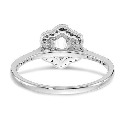 14K White Gold Hexagon Halo (Holds 3/4 Carat (6.00mm) Round Center) 1/4 Diamond Semi Mount Engagement Ring