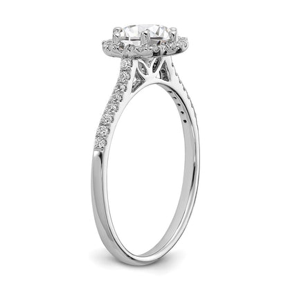 14K White Gold Hexagon Halo (Holds 3/4 Carat (6.00mm) Round Center) 1/4 Diamond Semi Mount Engagement Ring