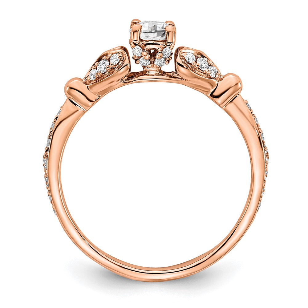 14KR Rose Gold Two Hearts Diamond Complete Engagement Ring