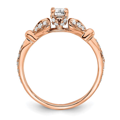 14KR Rose Gold Two Hearts Diamond Complete Engagement Ring