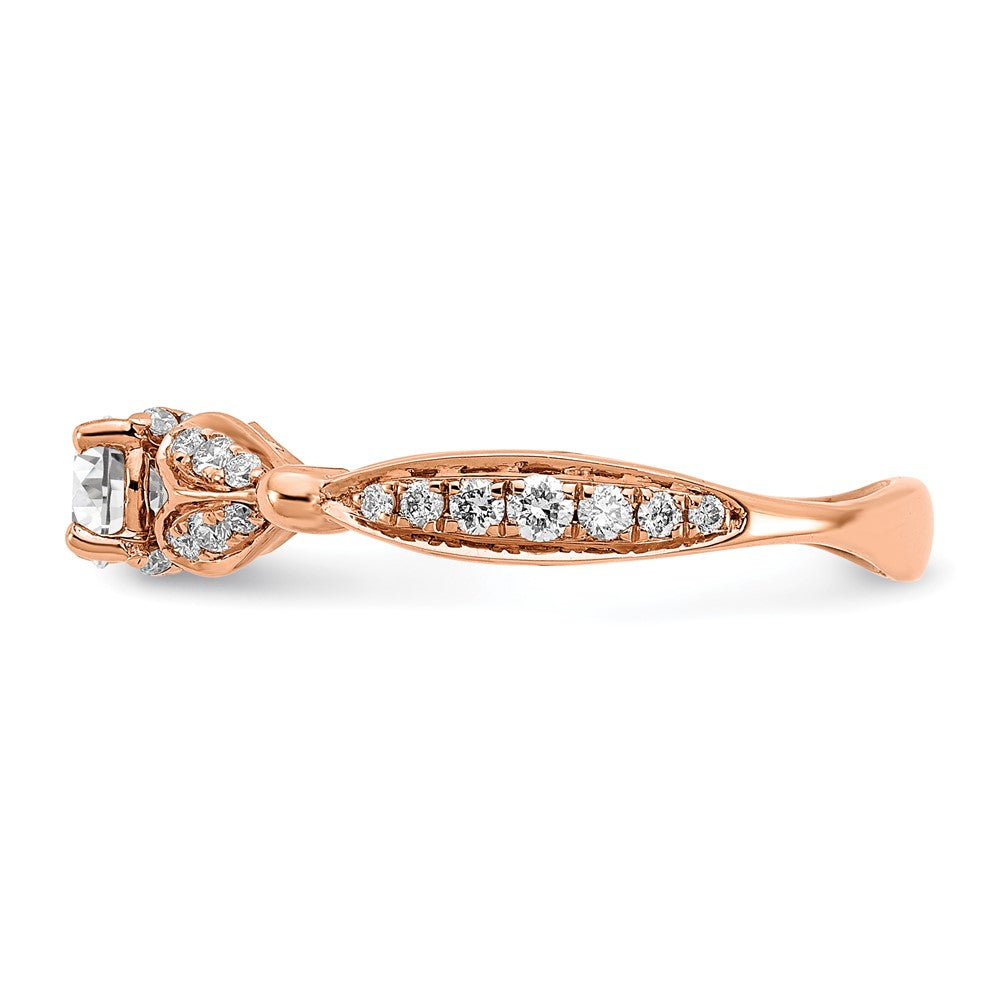 14KR Rose Gold Two Hearts Diamond Complete Engagement Ring