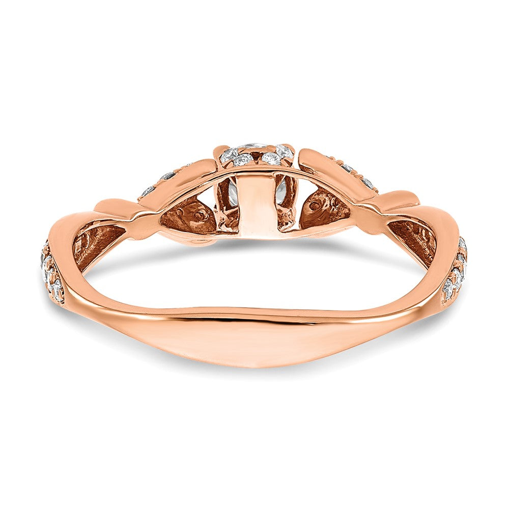 14K Rose Gold Two Hearts (Holds 1/2 carat (4.5mm) Round Center) 1/4 carat Diamond Semi-Mount Engagement Ring