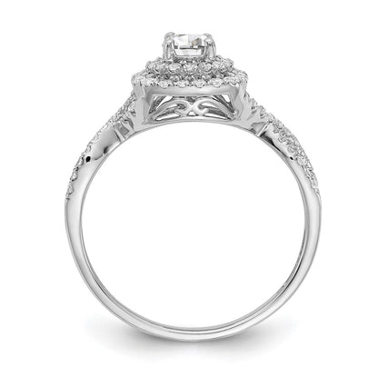 14K White Gold Double Halo (Holds 1/3 Carat (4.5mm) Round Center) 3/8 Diamond Semi Mount Engagement Ring