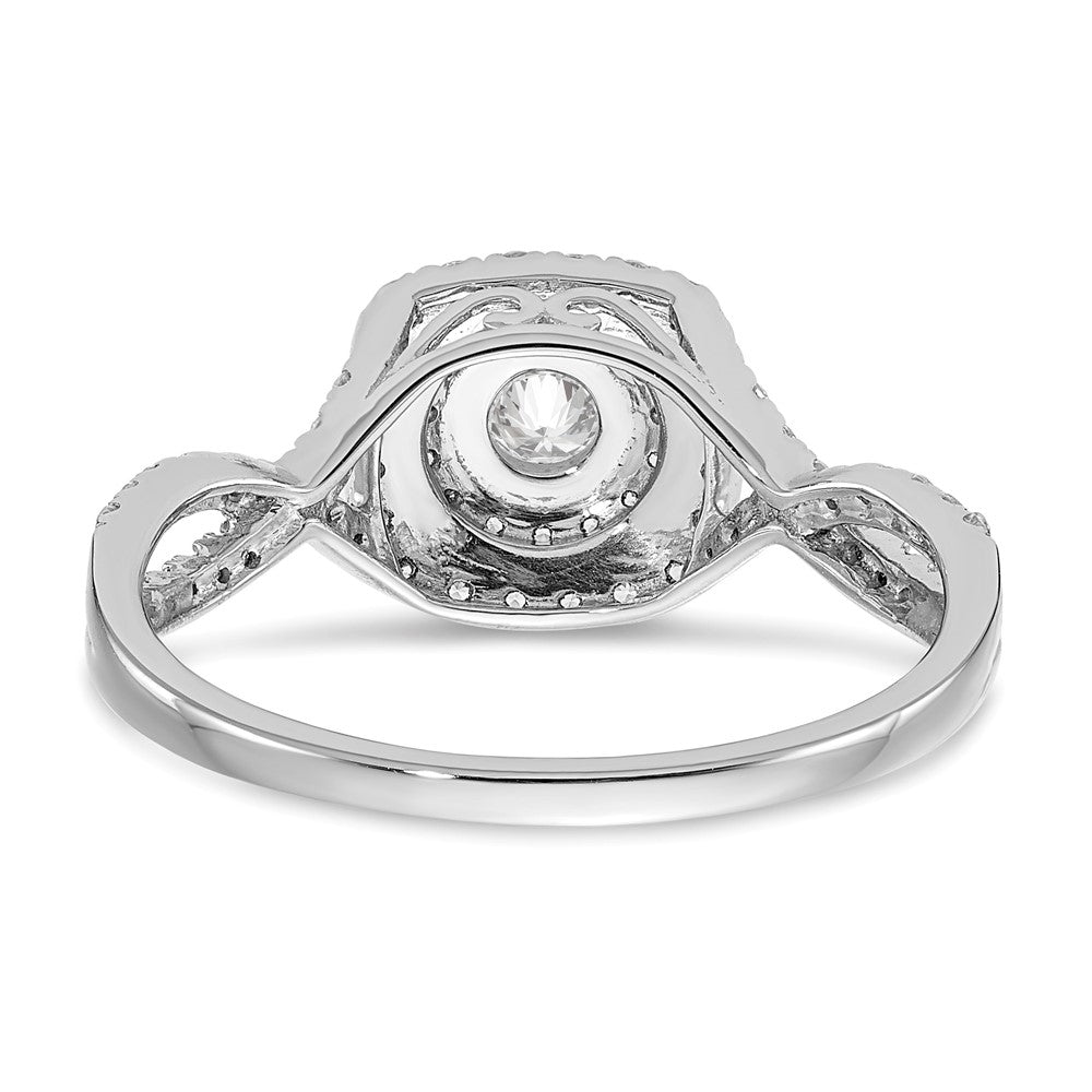14K White Gold Double Halo (Holds 1/3 Carat (4.5mm) Round Center) 3/8 Diamond Semi Mount Engagement Ring
