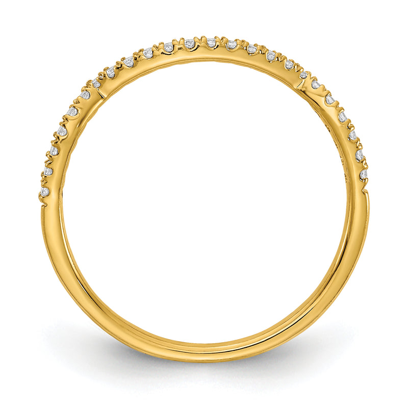 14K Yellow Gold Real Diamond Contoured Wedding Band