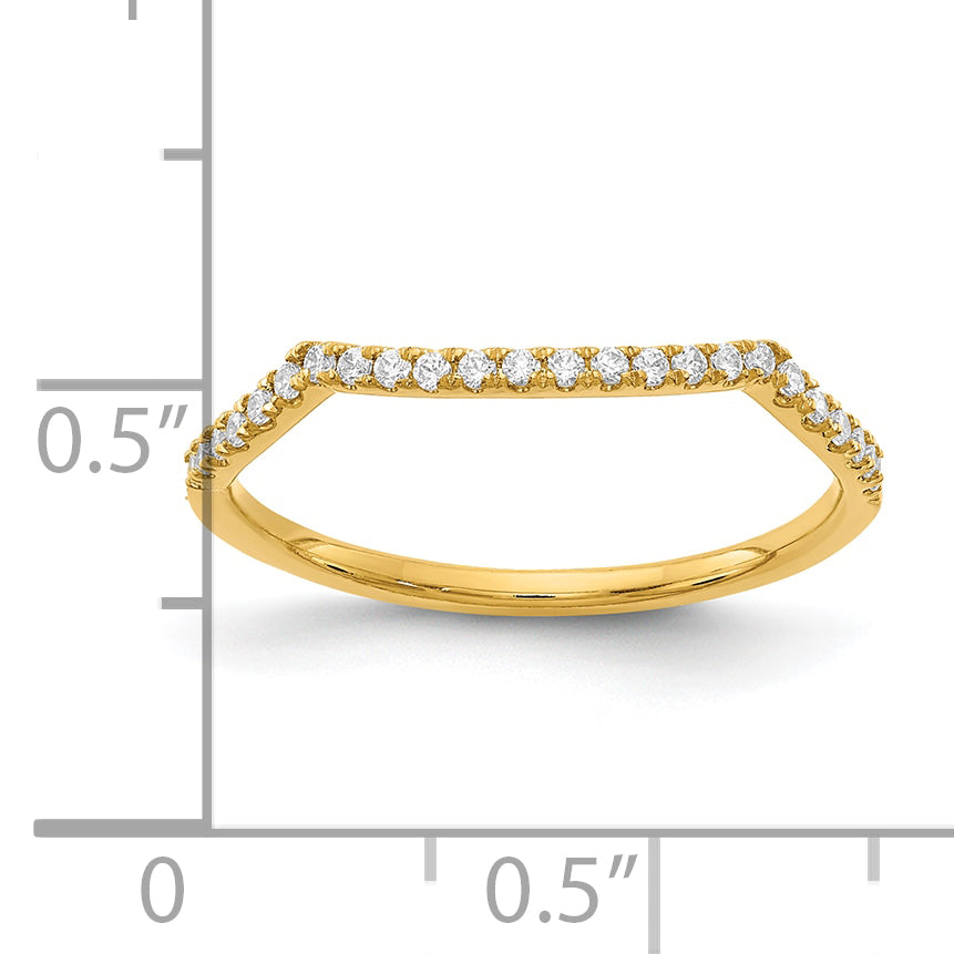 14K Yellow Gold Real Diamond Contoured Wedding Band
