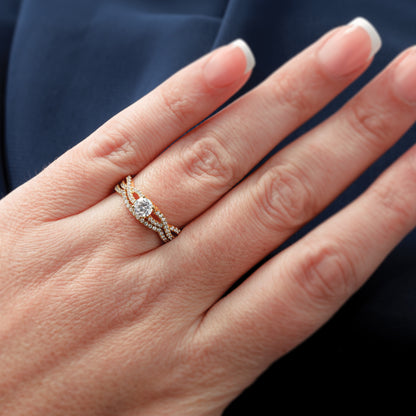 14K Yellow Gold Real Diamond Contoured Wedding Band