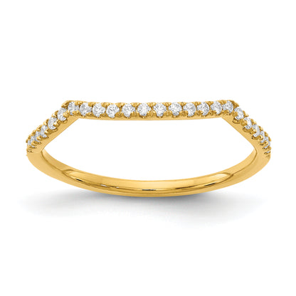14K Yellow Gold Real Diamond Contoured Wedding Band