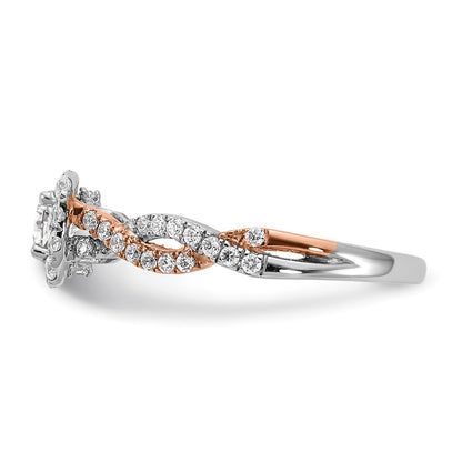 14K Two-Tone Lab Grown VS/SI+ G+ Dia Complete Square Halo Eng Ring
