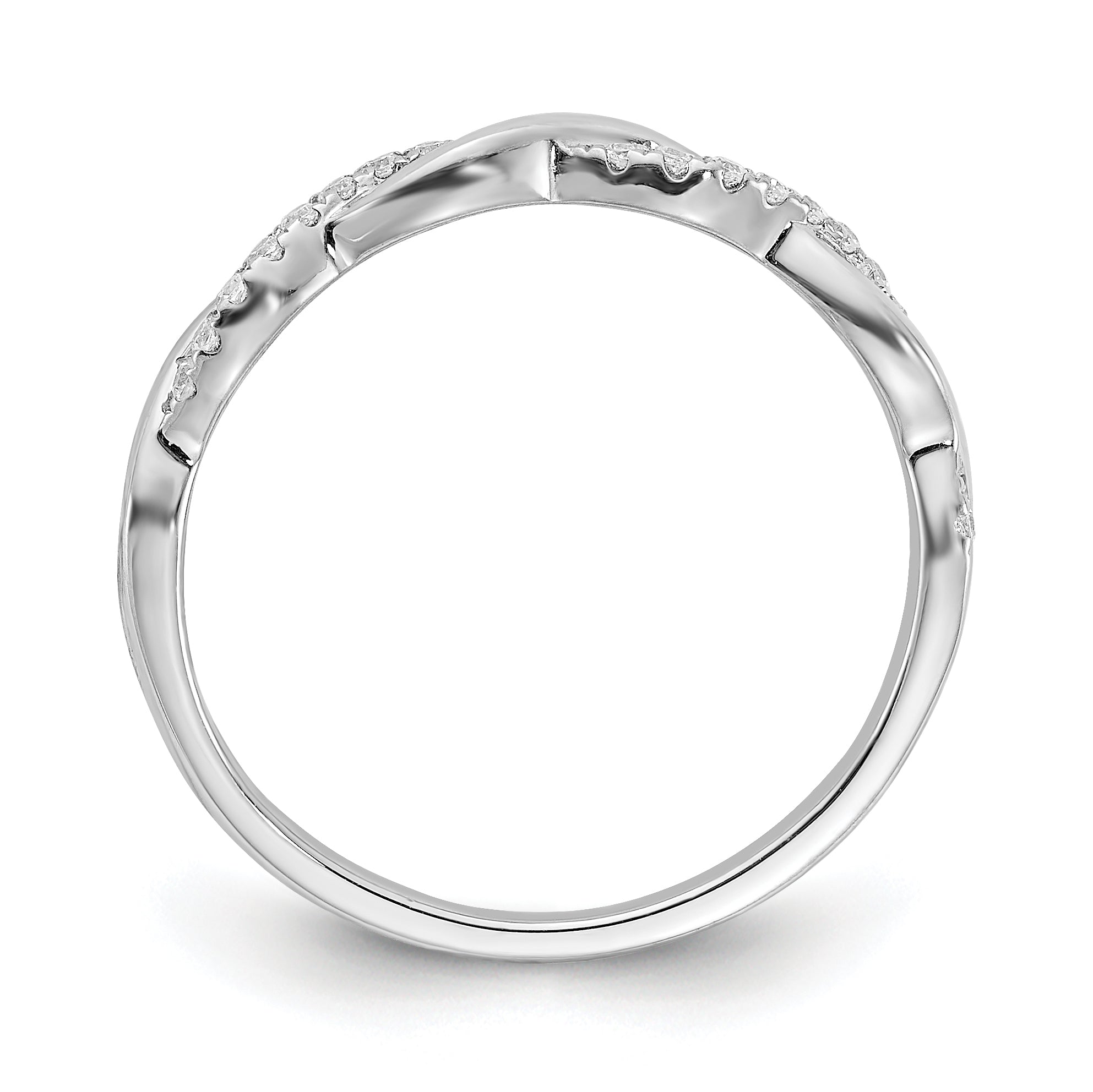 14K White Gold Criss Cross 1/8 Carat Diamond Complete Wedding Band