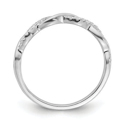 14K White Gold Criss Cross 1/8 Carat Diamond Complete Wedding Band