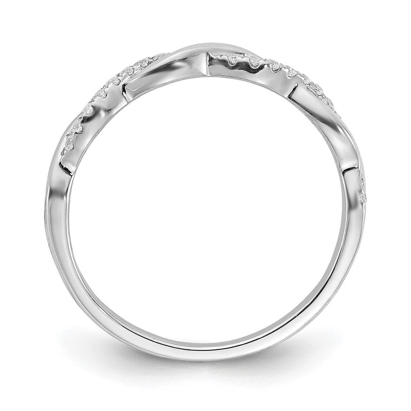 14K White Gold Criss Cross 1/8 Carat Diamond Complete Wedding Band