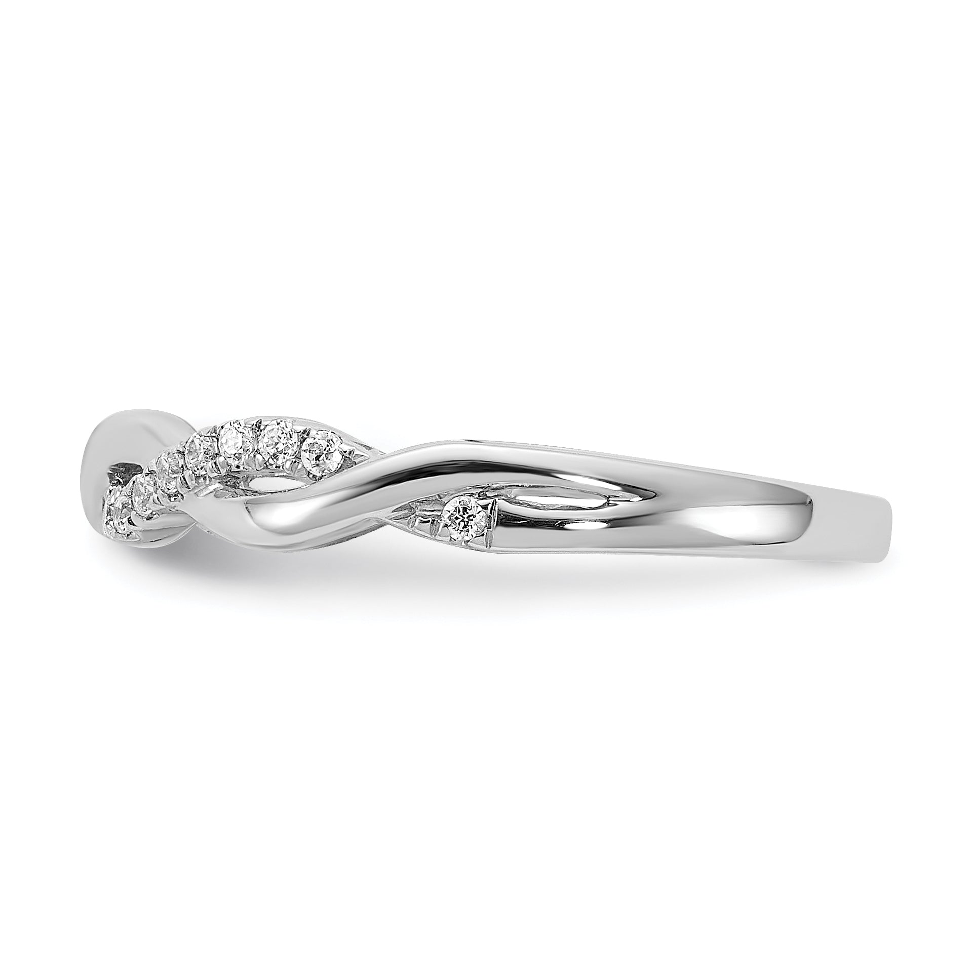14K White Gold Criss Cross 1/8 Carat Diamond Complete Wedding Band