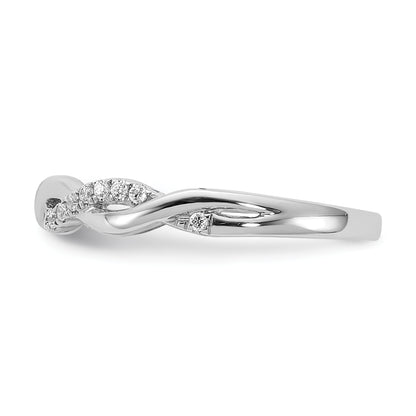 14K White Gold Criss Cross 1/8 Carat Diamond Complete Wedding Band