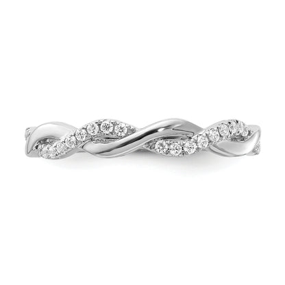 14K White Gold Criss Cross 1/8 Carat Diamond Complete Wedding Band