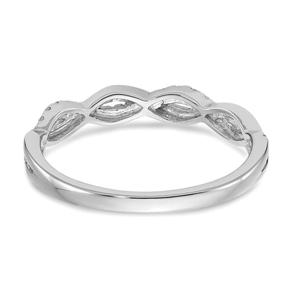 14K White Gold Criss Cross 1/8 Carat Diamond Complete Wedding Band