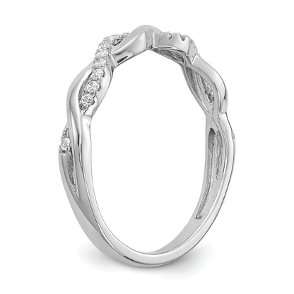 14K White Gold Criss Cross 1/8 Carat Diamond Complete Wedding Band