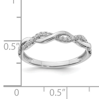 14K White Gold Criss Cross 1/8 Carat Diamond Complete Wedding Band