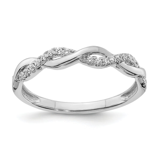 14K White Gold Criss Cross 1/8 Carat Diamond Complete Wedding Band