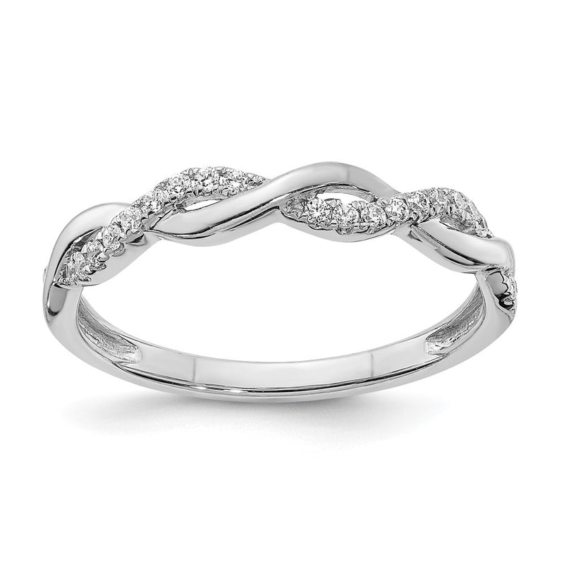 14K White Gold Criss Cross 1/8 Carat Diamond Complete Wedding Band